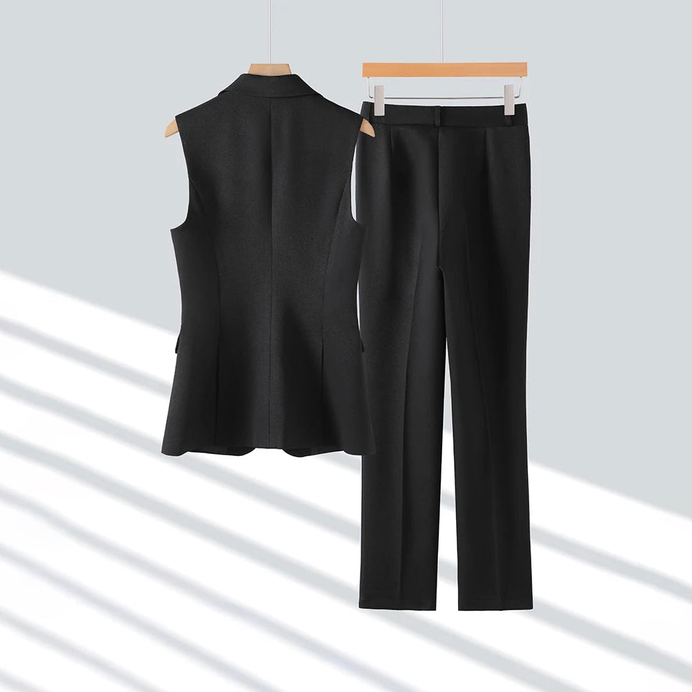 Women's Sleeveless Blazer & Pants Set | Chic Tailored Outfit