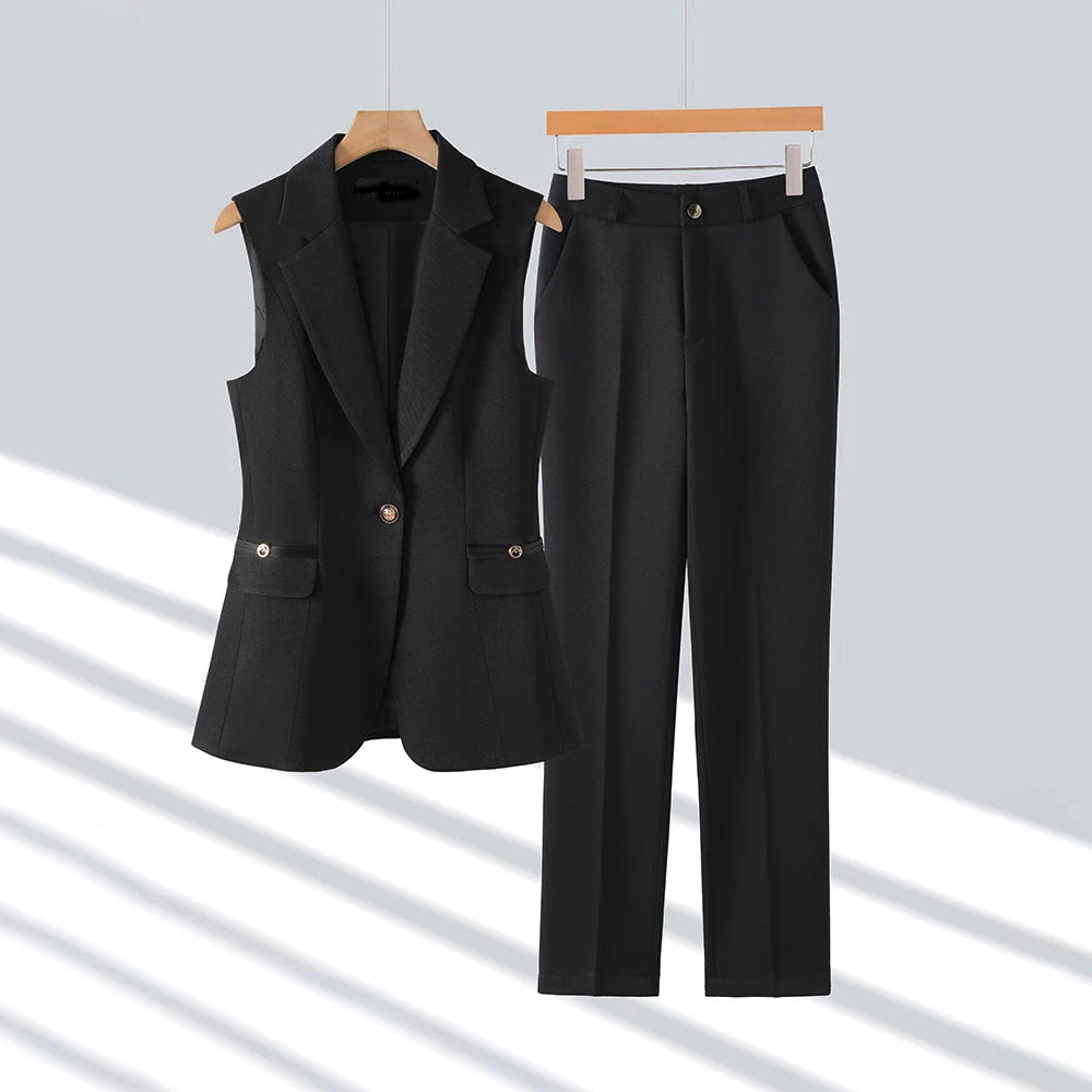 Women's Sleeveless Blazer & Pants Set | Chic Tailored Outfit