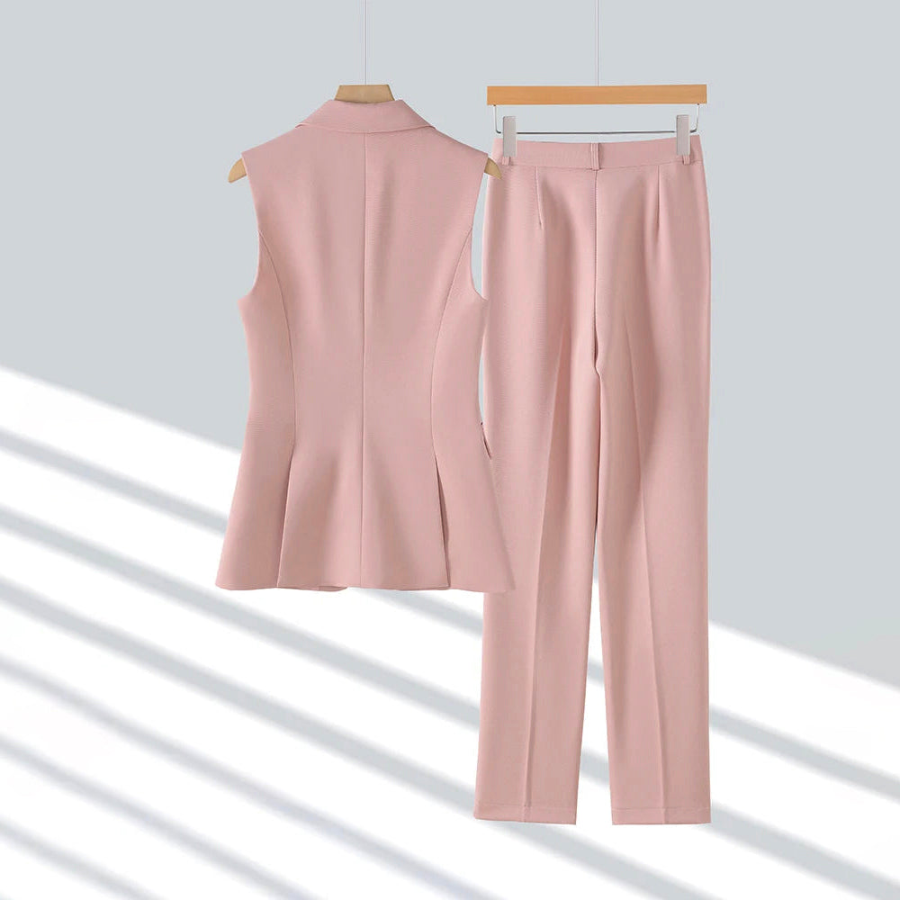 Women's Sleeveless Blazer & Pants Set | Chic Tailored Outfit