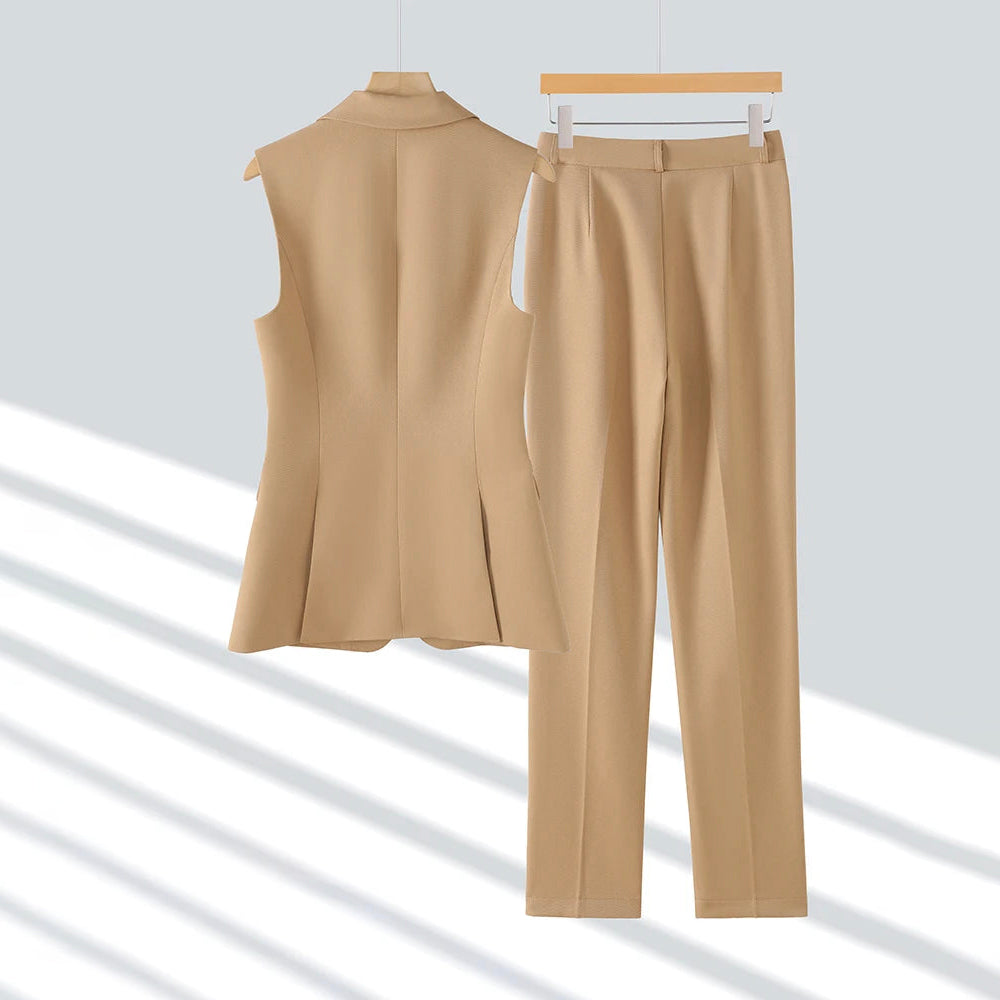 Women's Sleeveless Blazer & Pants Set | Chic Tailored Outfit