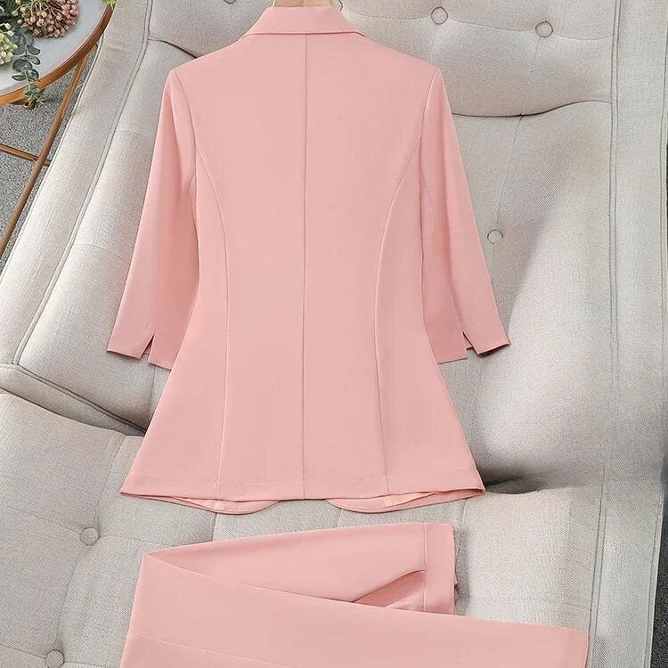 Women's Belted Blazer Suit Set | Tailored Trouser Set