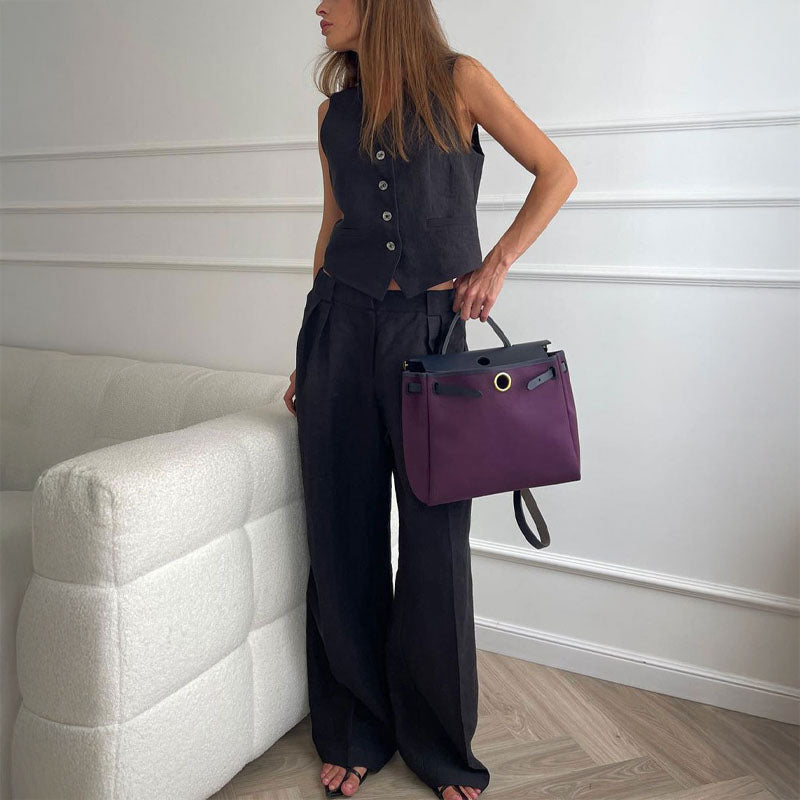Women's Vest & Wide-Leg Pants Set | Chic 2-Piece Outfit