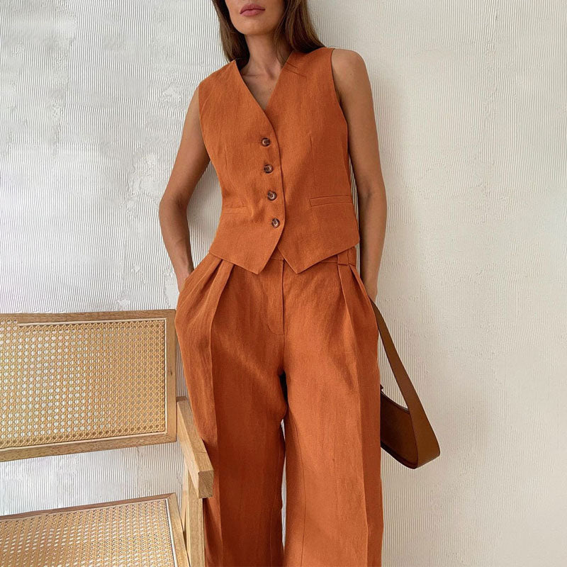 Women's Vest & Wide-Leg Pants Set | Chic 2-Piece Outfit