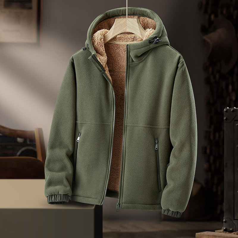 Men's Sherpa-Lined Fleece Hoodie – Fur-Lined Hood Coat