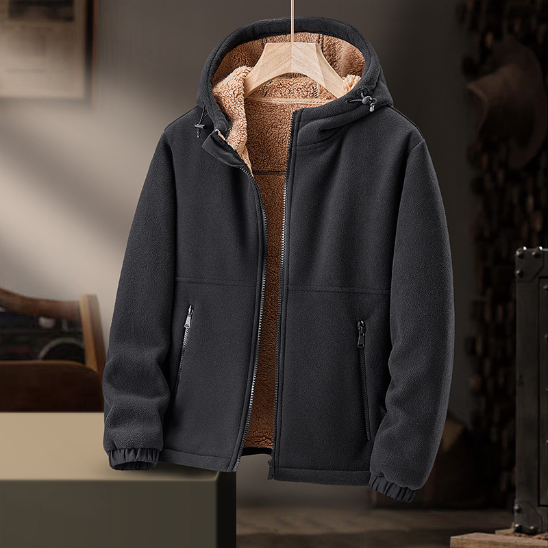 Men's Sherpa-Lined Fleece Hoodie – Fur-Lined Hood Coat