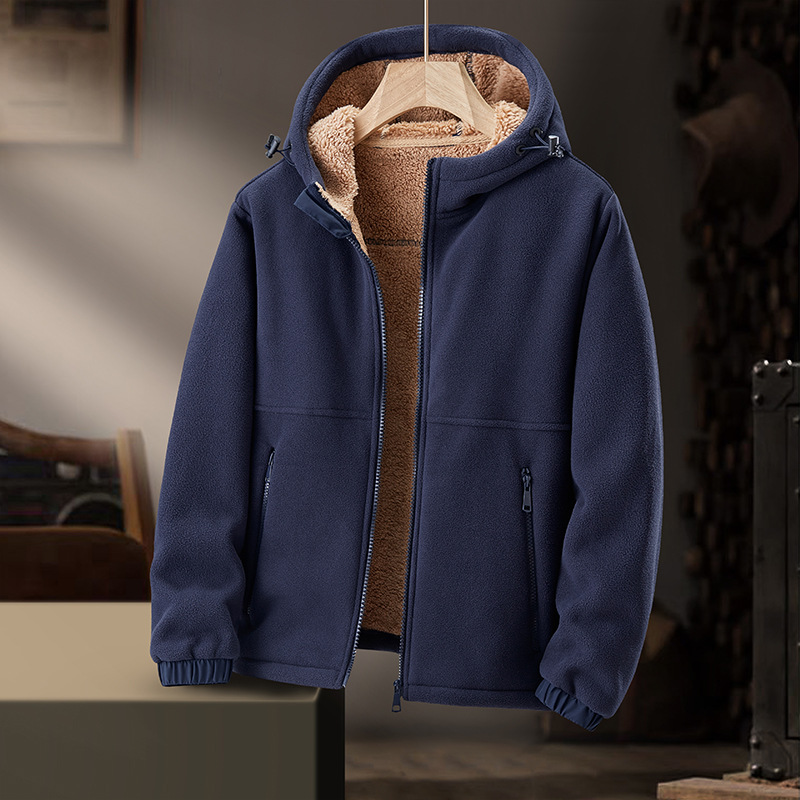 Men's Sherpa-Lined Fleece Hoodie – Fur-Lined Hood Coat
