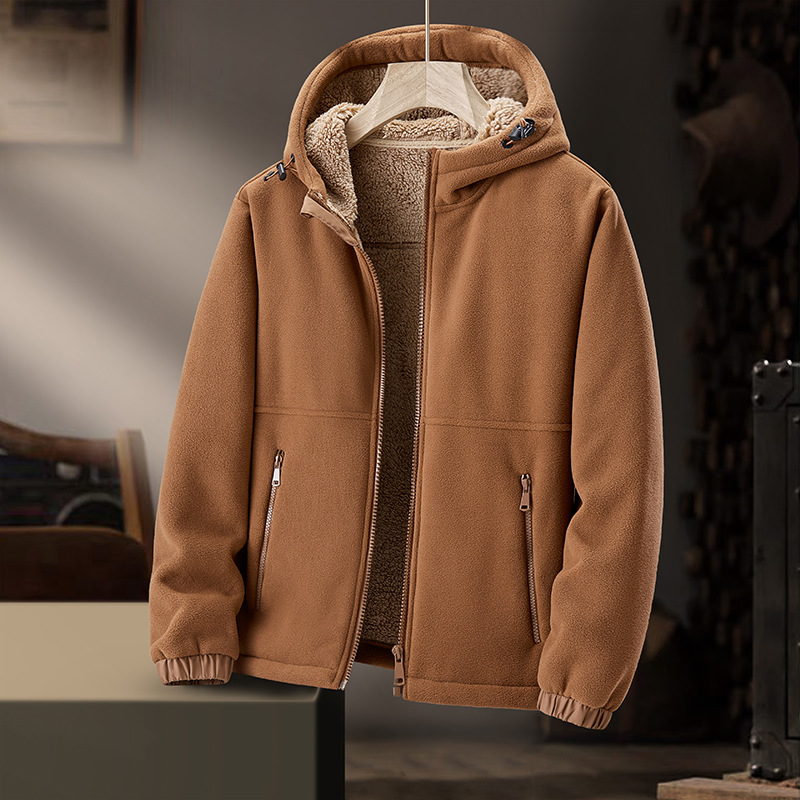 Men's Sherpa-Lined Fleece Hoodie – Fur-Lined Hood Coat