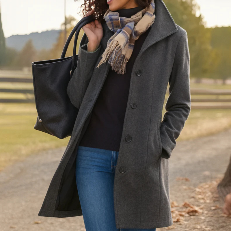 Women's Connie Classic Coat | Elegant Button-Up Outerwear