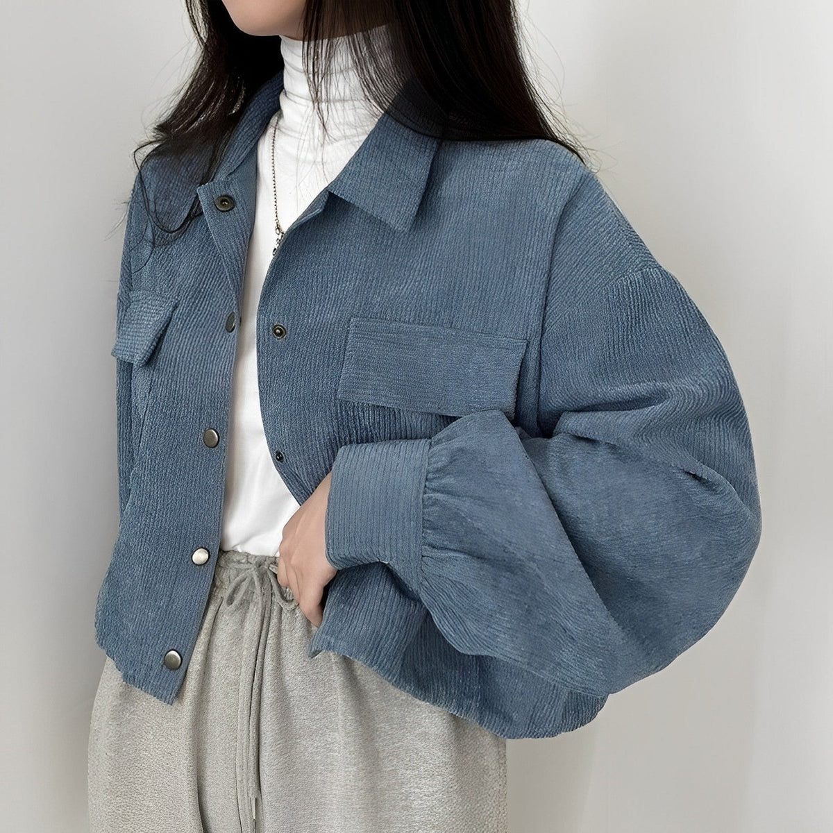 Women's Corduroy Drawstring Short Jacket | Fall Coat