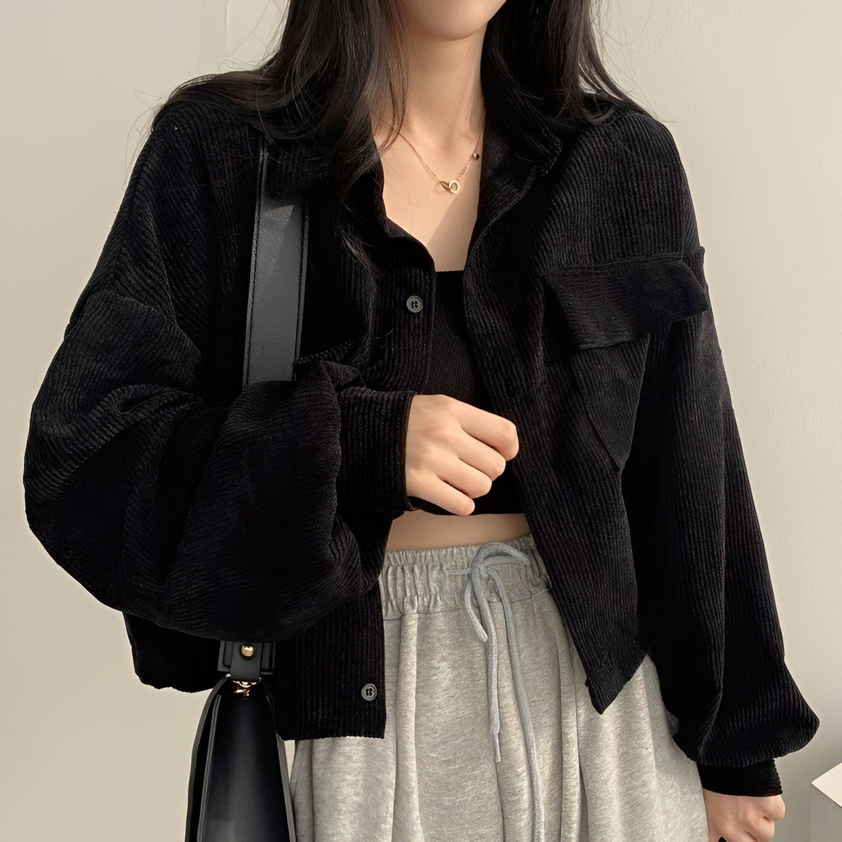 Women's Corduroy Drawstring Short Jacket | Fall Coat