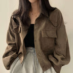 Women's Corduroy Drawstring Short Jacket | Fall Coat
