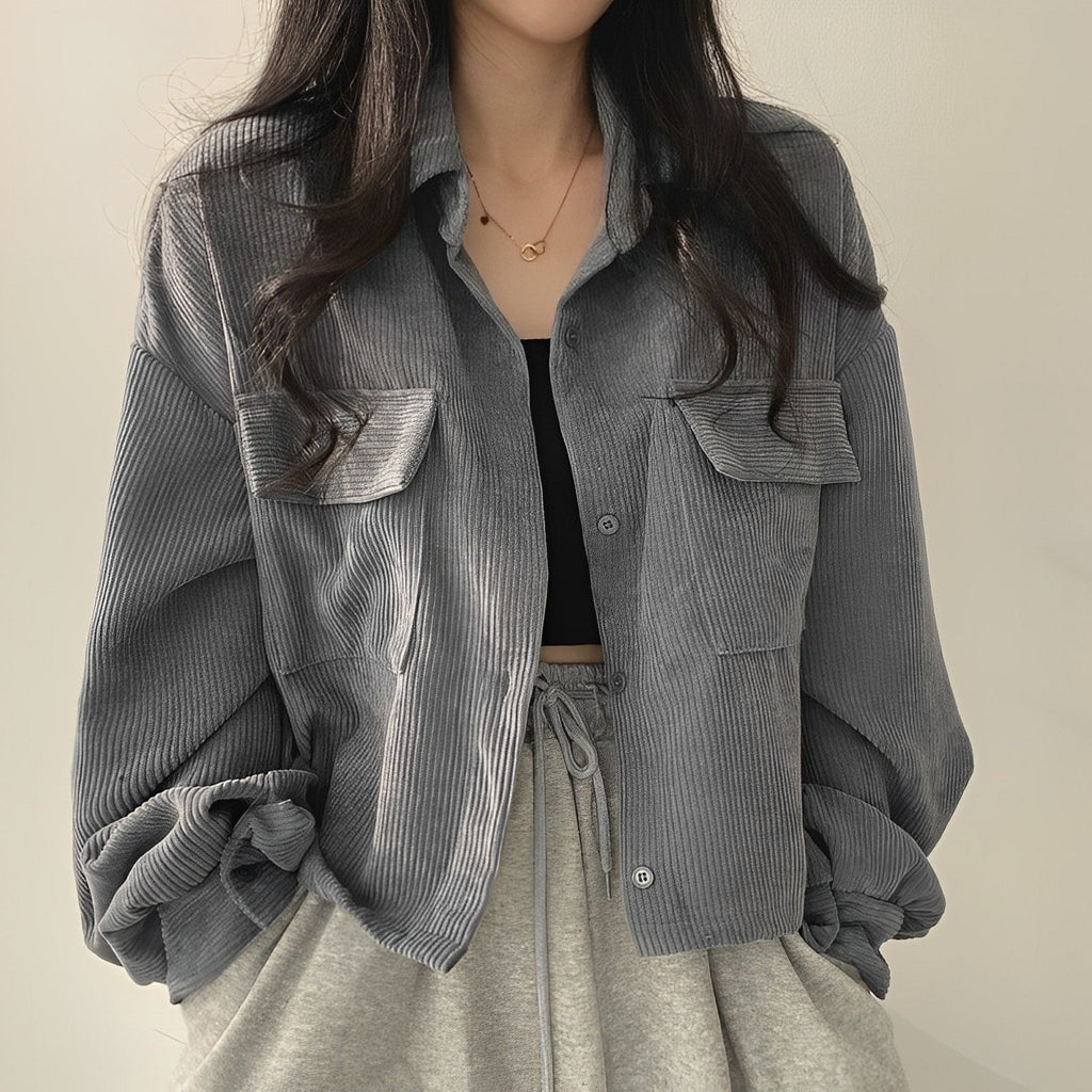 Women's Corduroy Drawstring Short Jacket | Fall Coat