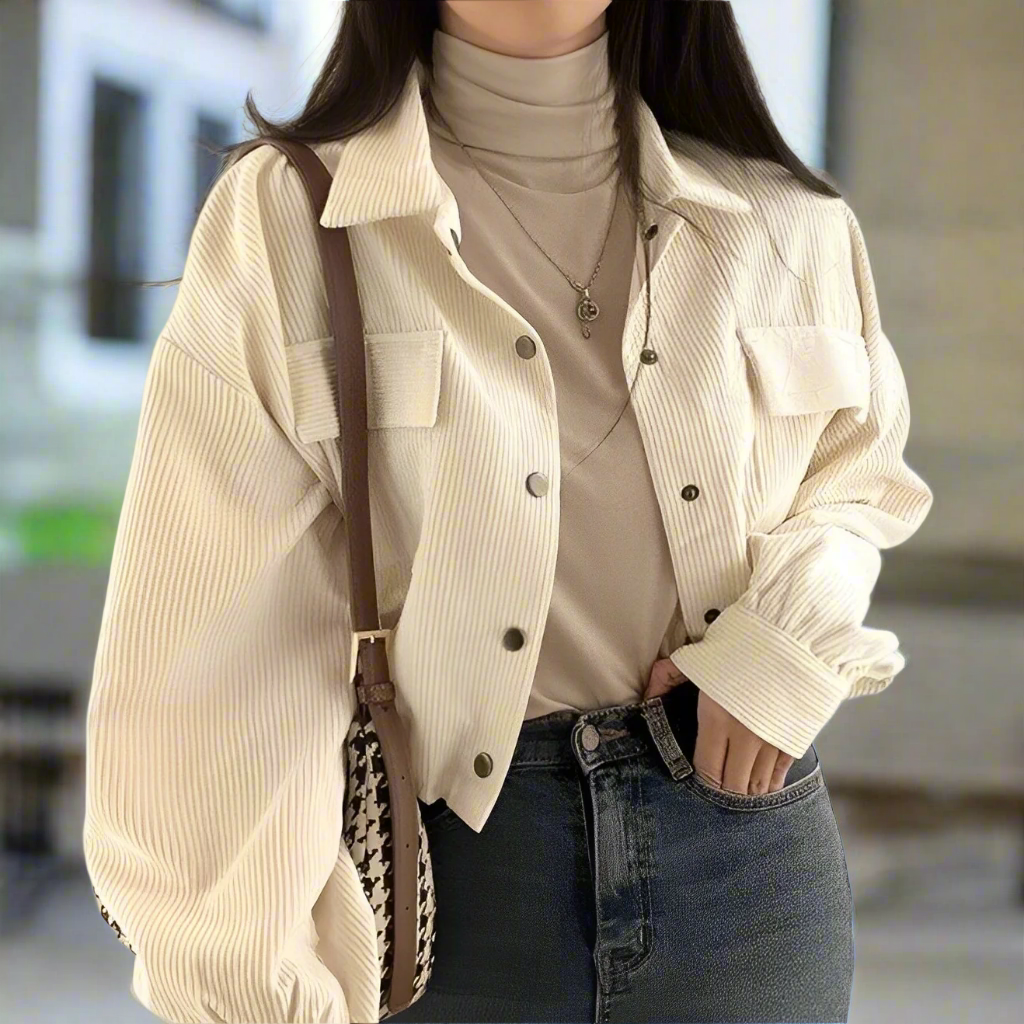 Women's Corduroy Drawstring Short Jacket | Fall Coat