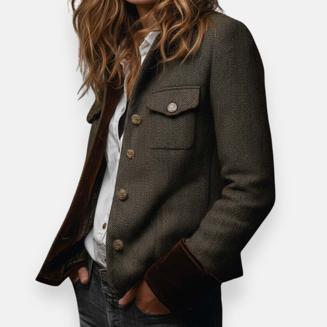 Women's Corrie Tweed Jacket | Velvet Accent Coat