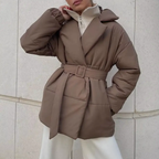 Women's Cozy Cotton Padded Winter Jacket | Belted Oversized Parka