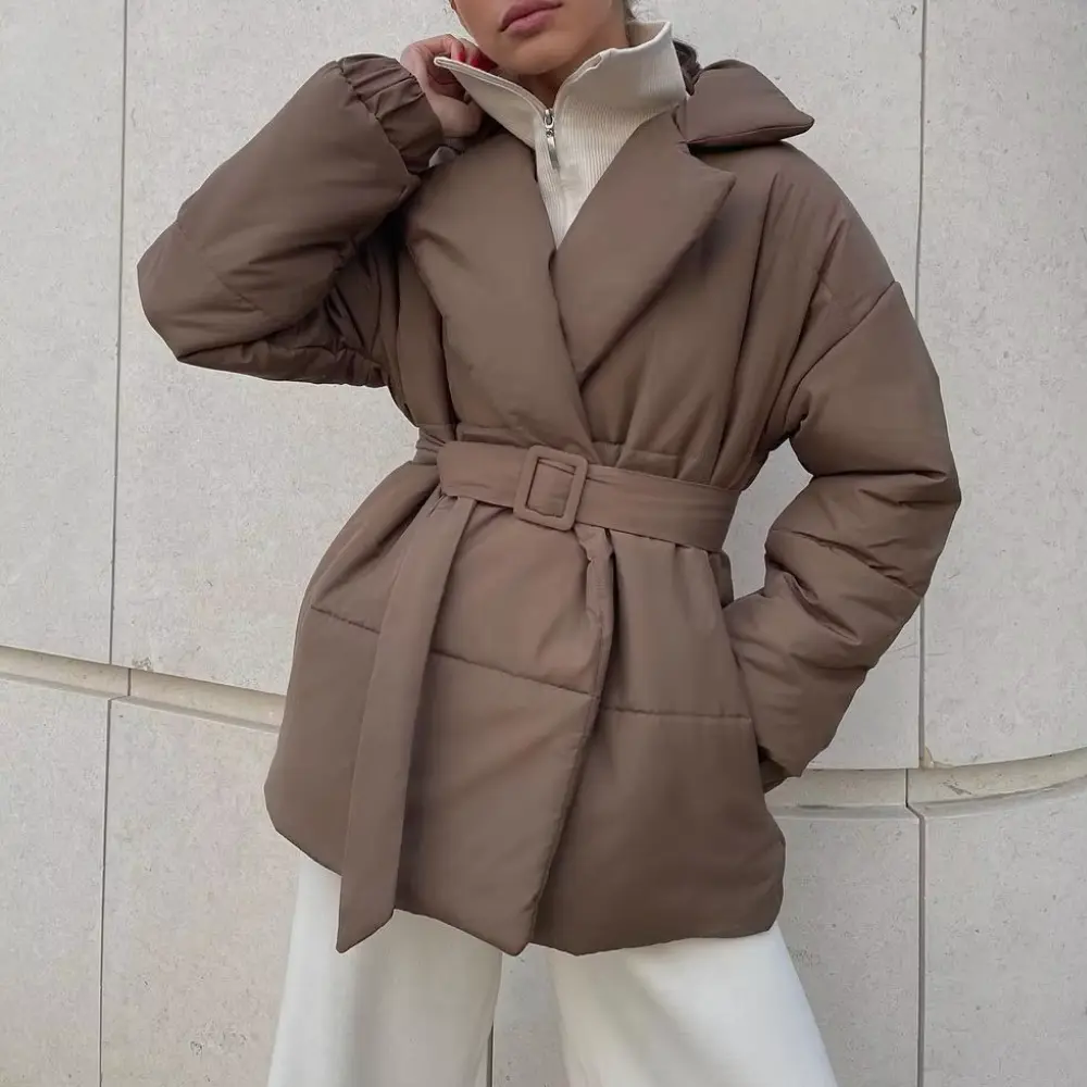 Women's Cozy Cotton Padded Winter Jacket | Belted Oversized Parka