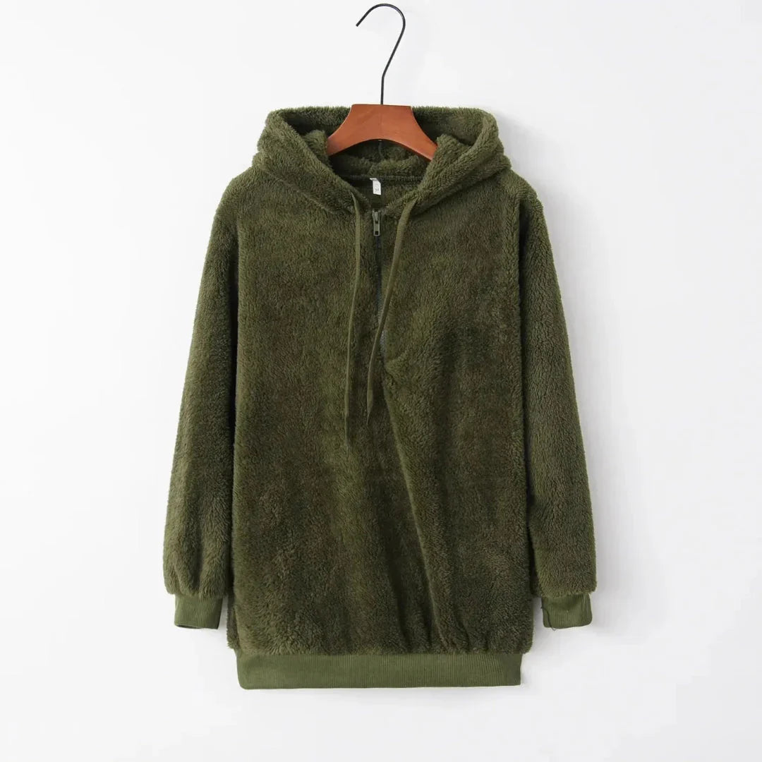 Women's Sherpa Fleece Hoodie | Oversized Warm Quarter-Zip