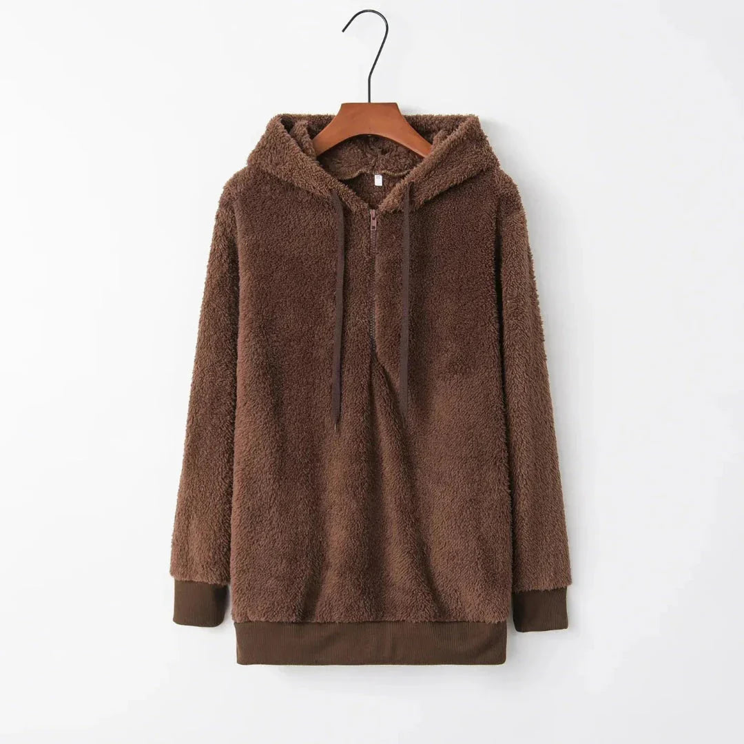 Women's Sherpa Fleece Hoodie | Oversized Warm Quarter-Zip