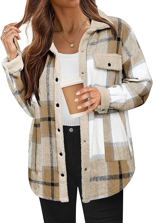 Women's Cozy Plaid Fleece Jacket | Warm Outdoor Coat