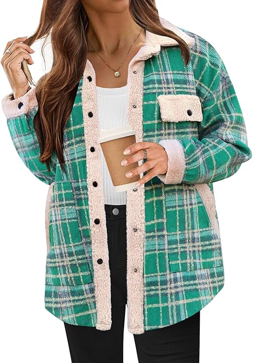 Women's Cozy Plaid Fleece Jacket | Warm Outdoor Coat