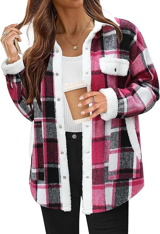 Women's Cozy Plaid Fleece Jacket | Warm Outdoor Coat