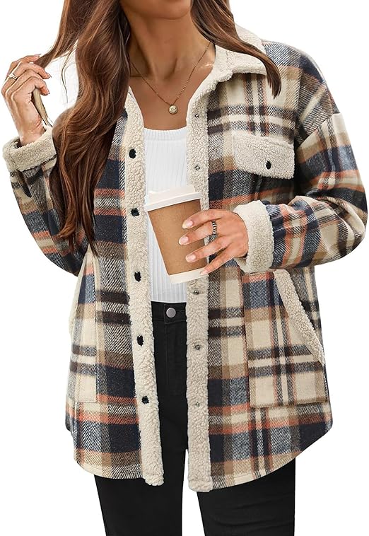 Women's Cozy Plaid Fleece Jacket | Warm Outdoor Coat