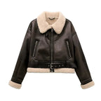 Women's Sophia Plush Lined Leather Jacket | Warm Winter Shearling Coat