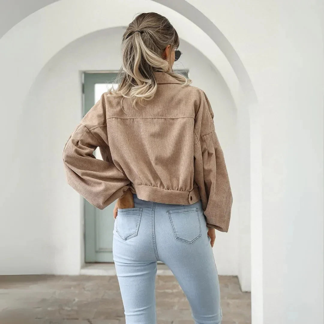 Women's Camila Cropped Balloon Sleeve Corduroy Jacket | Trendy Autumn Outerwear