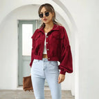 Women's Camila Cropped Balloon Sleeve Corduroy Jacket | Trendy Autumn Outerwear