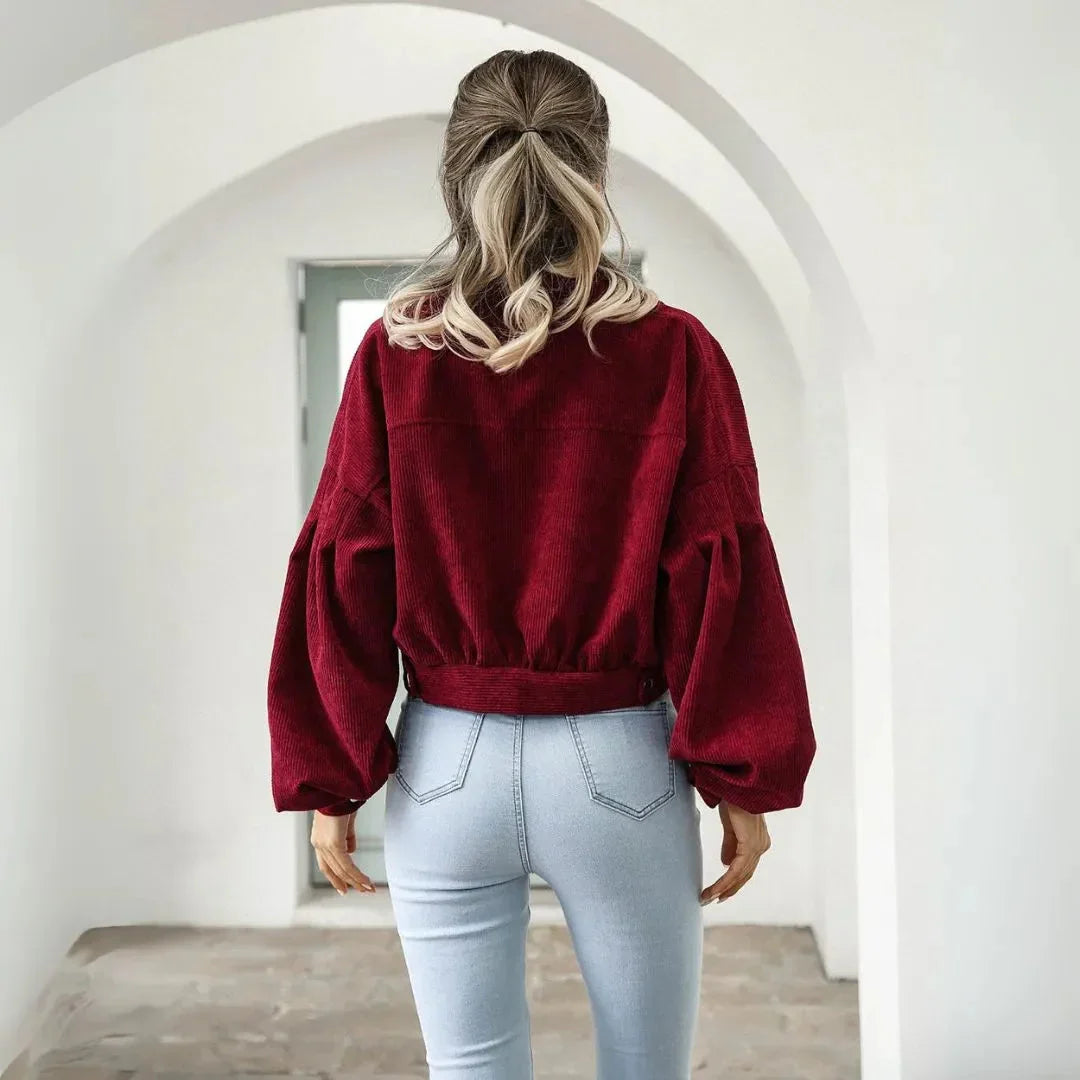 Women's Camila Cropped Balloon Sleeve Corduroy Jacket | Trendy Autumn Outerwear