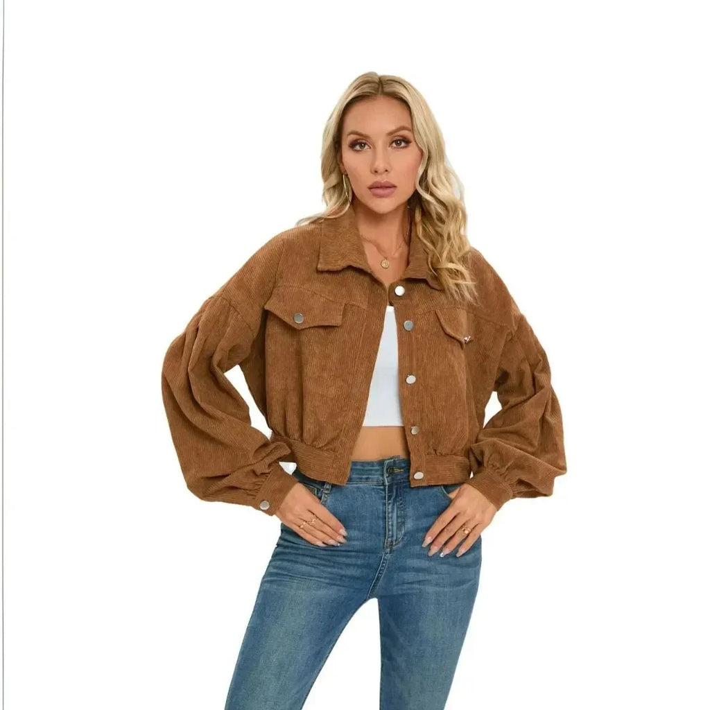Women's Camila Cropped Balloon Sleeve Corduroy Jacket | Trendy Autumn Outerwear
