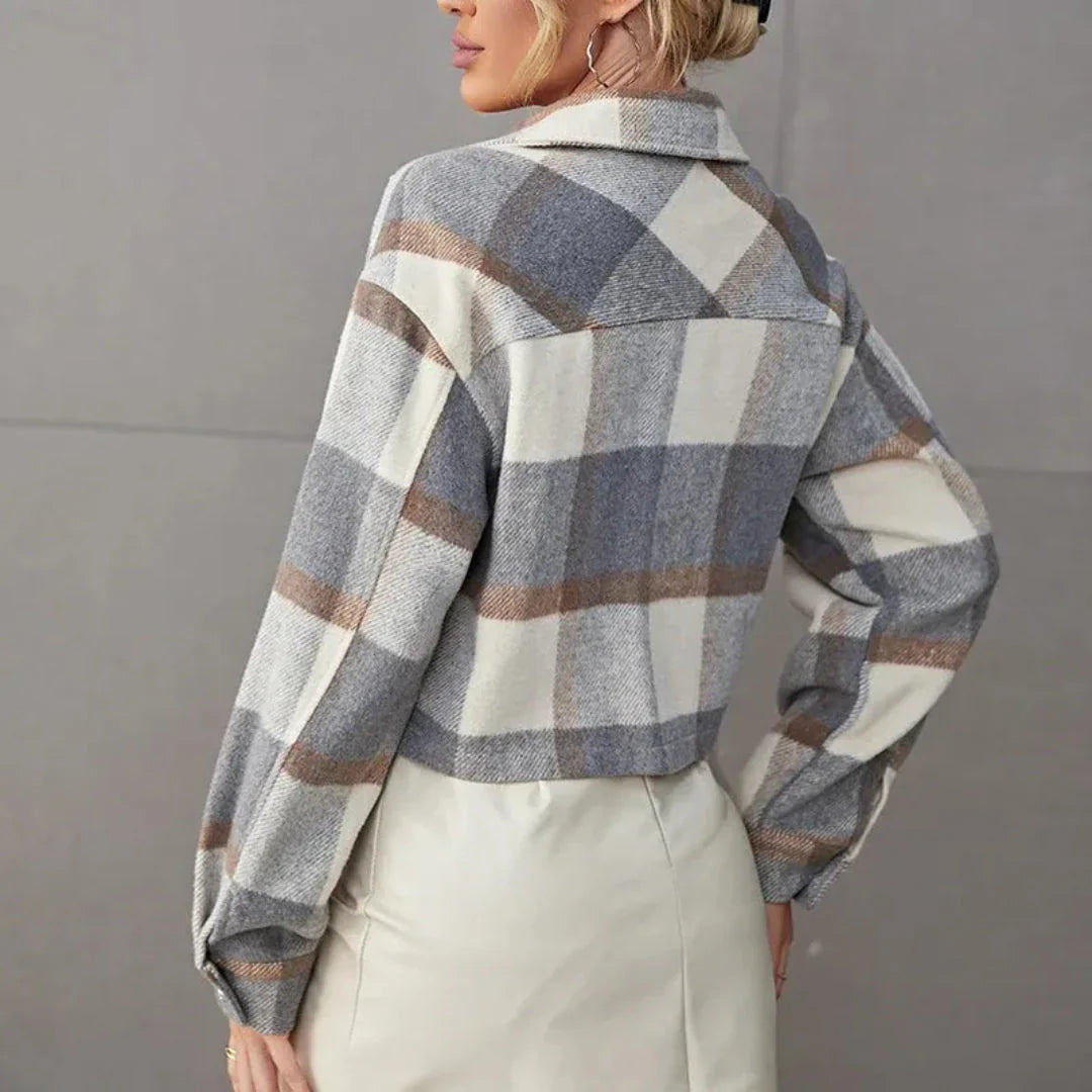 Women's Cropped Plaid Jacket | Button-Up Shacket