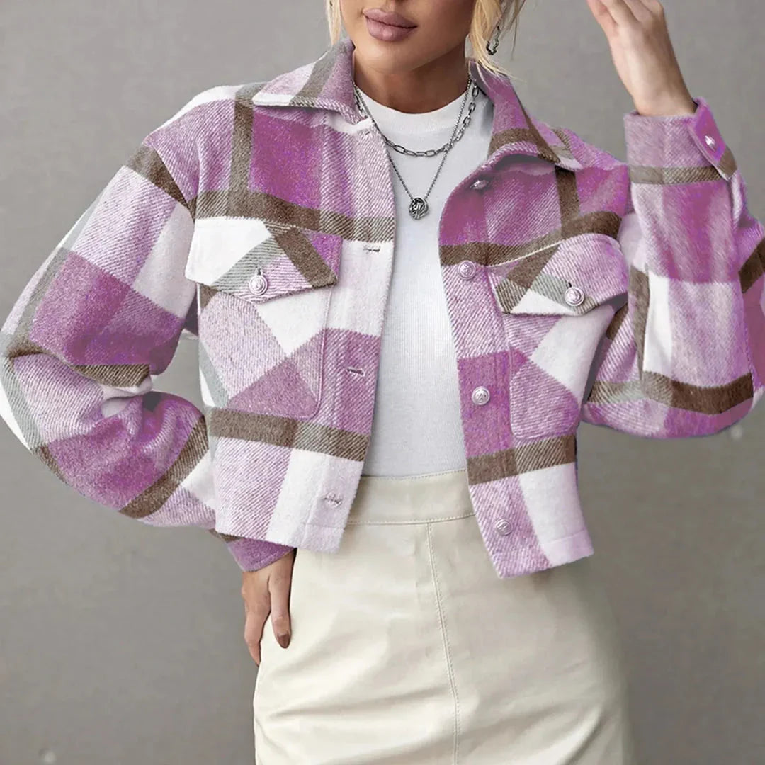 Women's Cropped Plaid Jacket | Button-Up Shacket