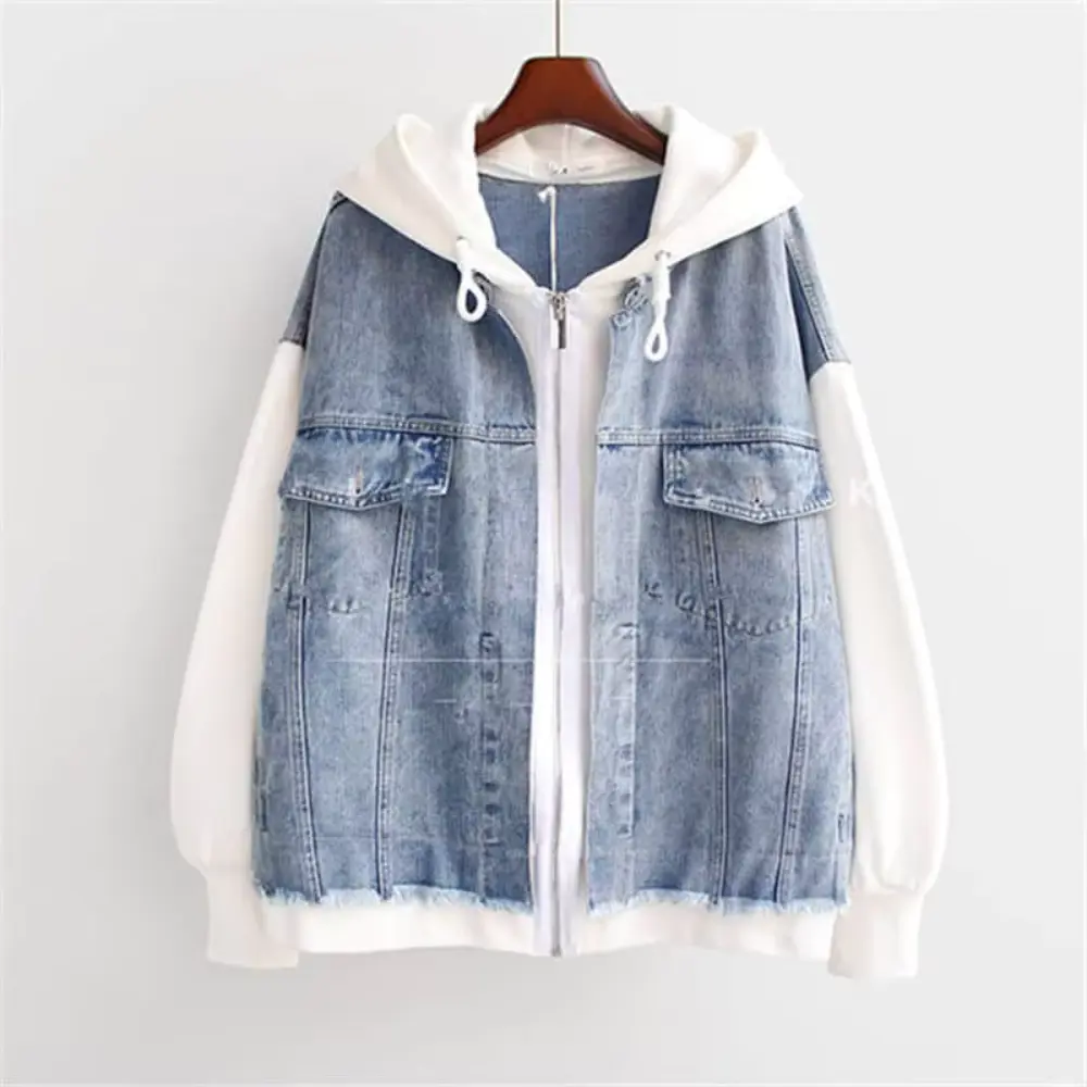 Women's Denim Hoodie | Casual Layered Streetwear Jacket