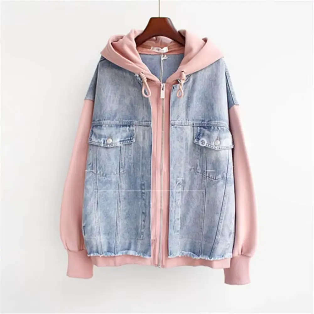 Women's Denim Hoodie | Casual Layered Streetwear Jacket