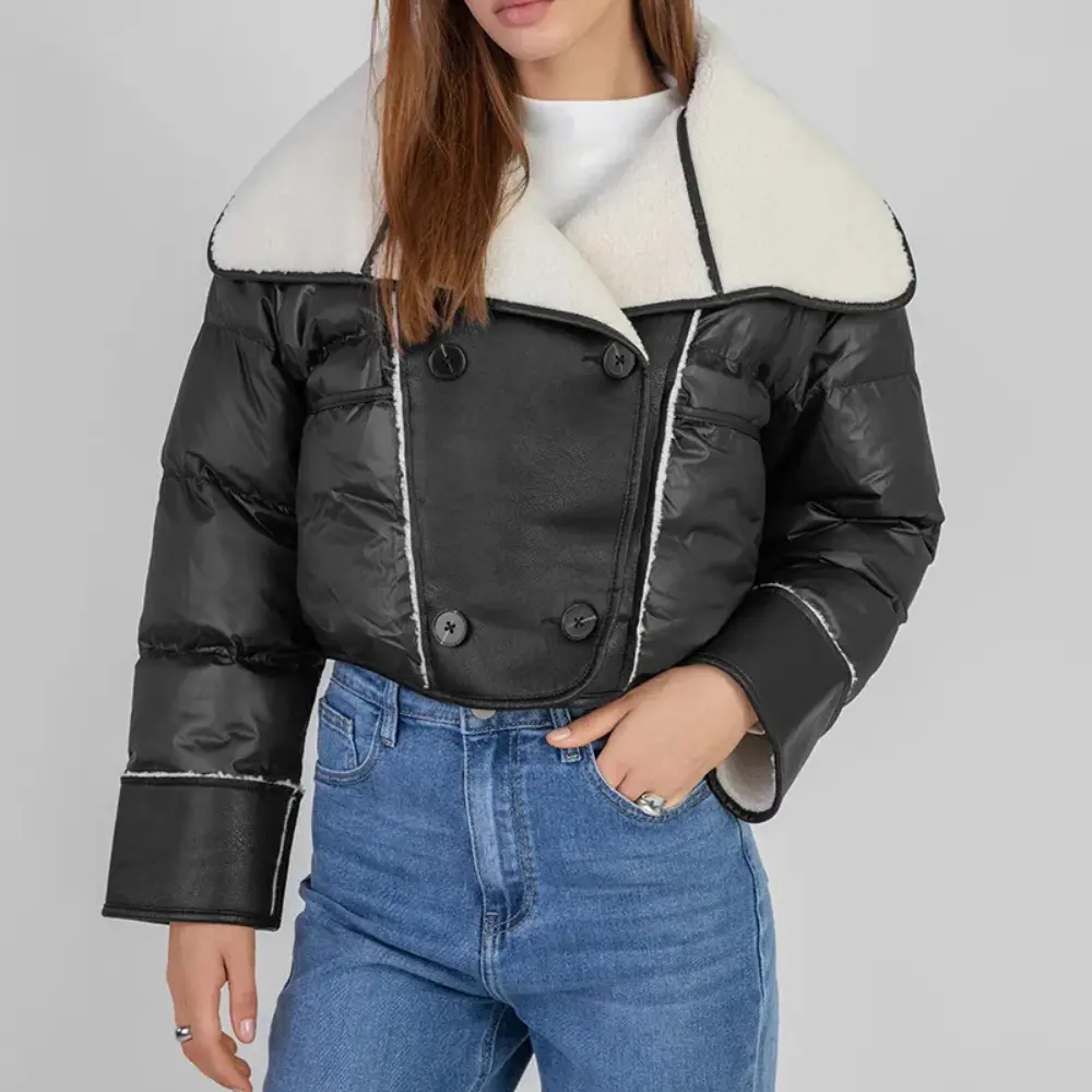 Women's Double-Breasted Aviator Jacket | Premium Down Coat