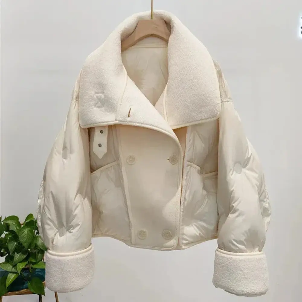 Women's Double-Breasted Aviator Jacket | Premium Down Coat