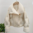Women's Double-Breasted Aviator Jacket | Premium Down Coat
