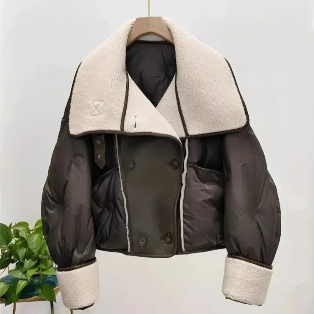 Women's Double-Breasted Aviator Jacket | Premium Down Coat