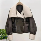 Women's Double-Breasted Aviator Jacket | Premium Down Coat