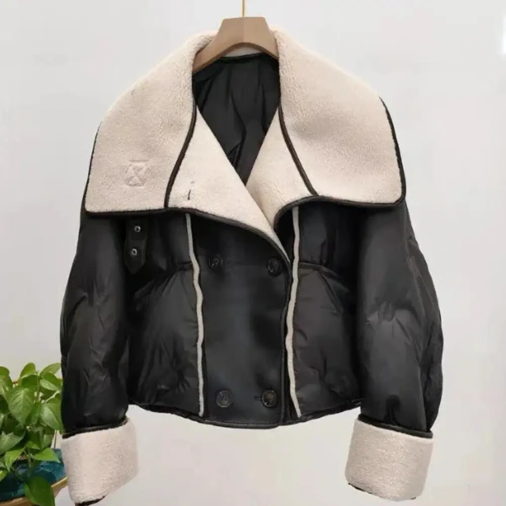 Women's Double-Breasted Aviator Jacket | Premium Down Coat