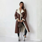 Women's Faux Shearling Coat | Double-Breasted Winter Coat
