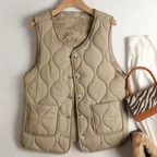 Double-Sided Button Vest in JadeWomen's Jade Double-Sided Button Vest | Reversible Fleece Bodywarmer