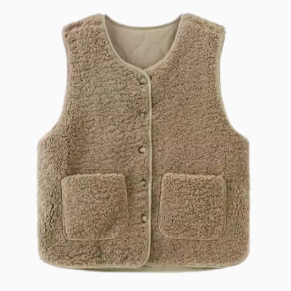 Double-Sided Button Vest in JadeWomen's Jade Double-Sided Button Vest | Reversible Fleece Bodywarmer
