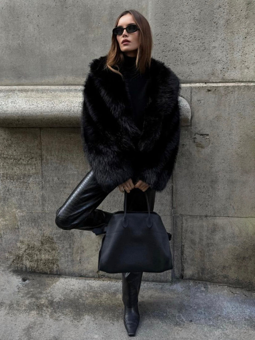 Women's Eco Fur Cropped Jacket | Casual Elegant Warm Coat