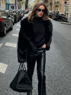 Women's Eco Fur Cropped Jacket | Casual Elegant Warm Coat