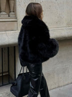 Women's Eco Fur Cropped Jacket | Casual Elegant Warm Coat