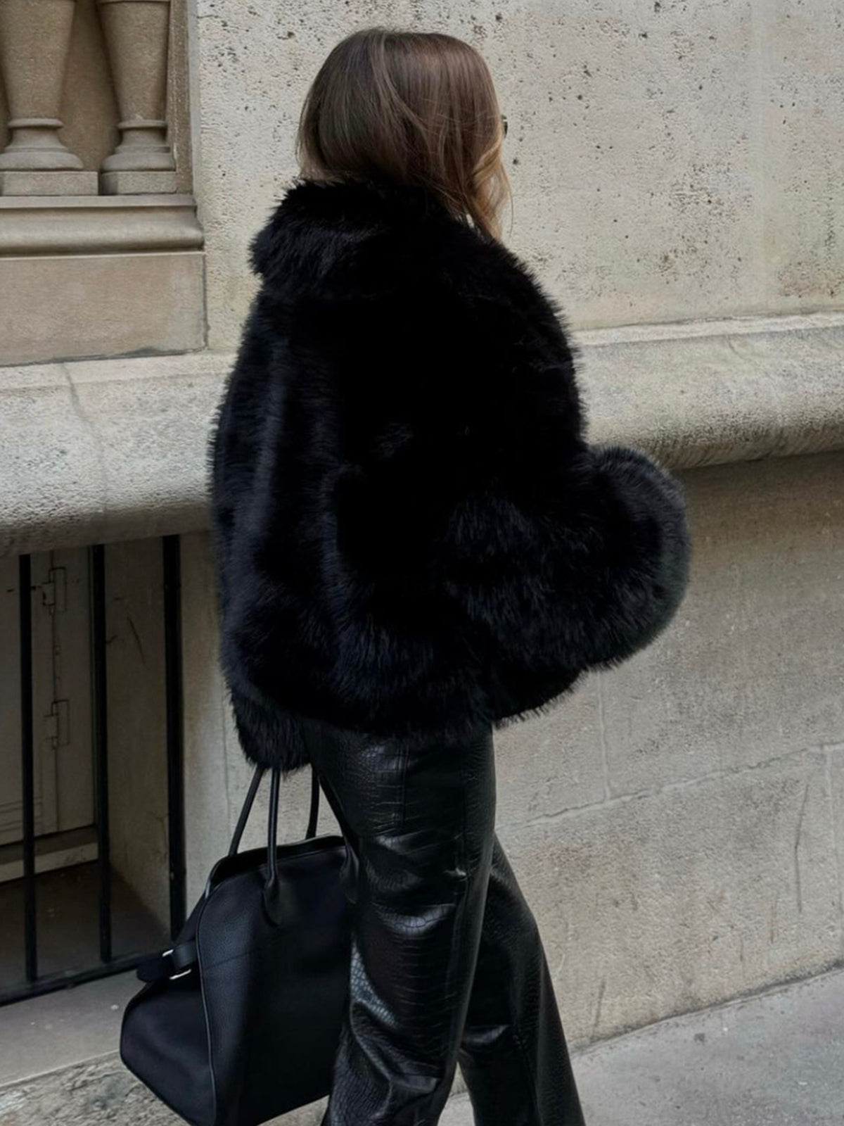 Women's Eco Fur Cropped Jacket | Casual Elegant Warm Coat