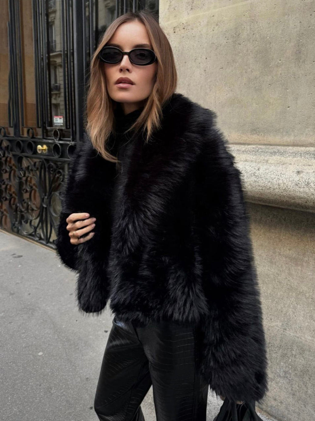 Women's Eco Fur Cropped Jacket | Casual Elegant Warm Coat