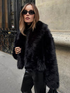 Women's Eco Fur Cropped Jacket | Casual Elegant Warm Coat